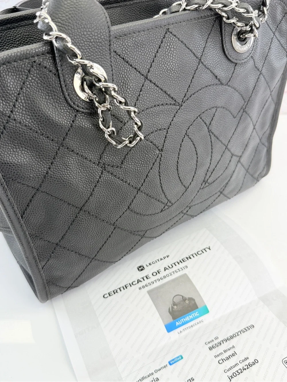 Chanel Deauville Bowling Bag Quilted Caviar Medium